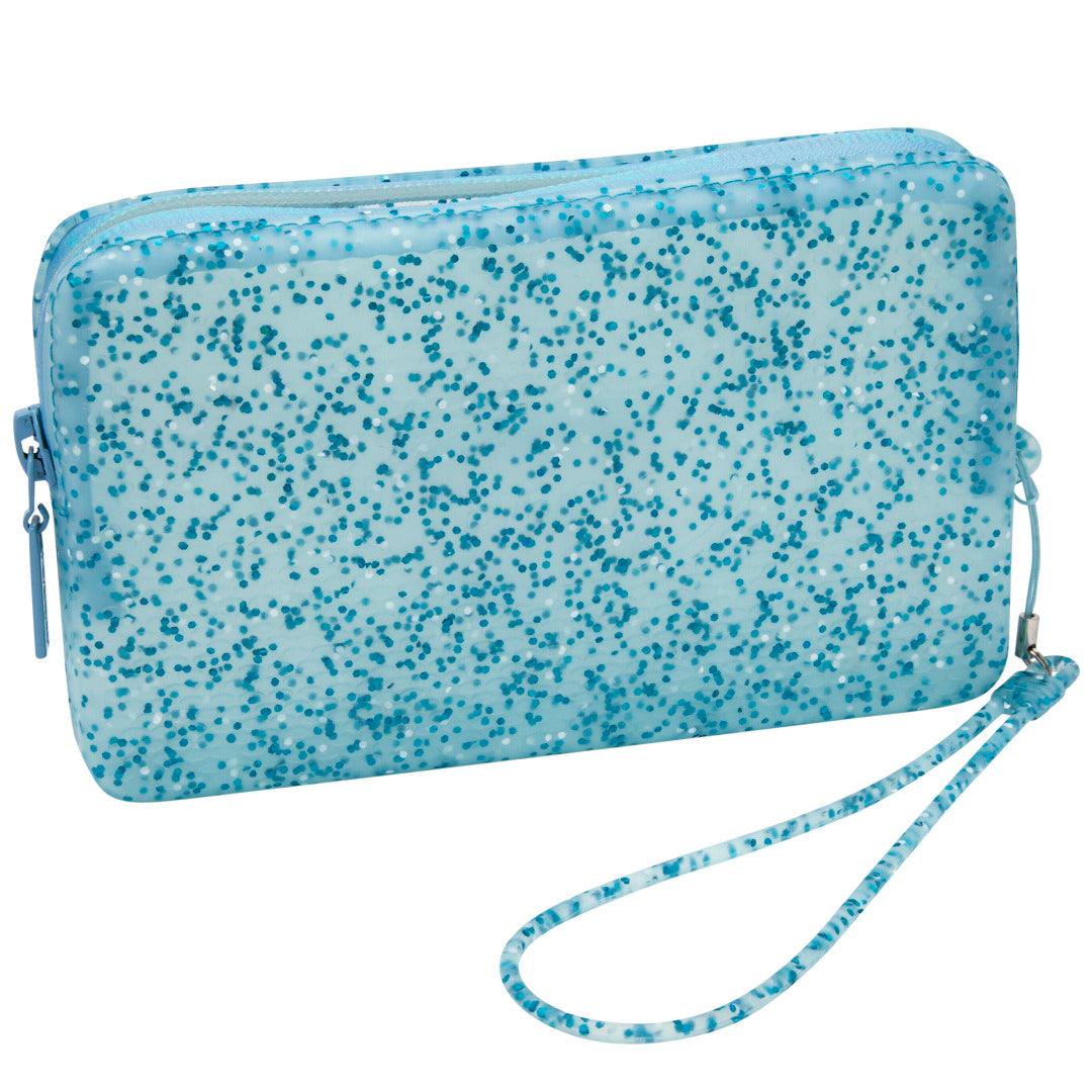 Mini Bolsa Super Glitter Azul Transparente: Estilo Brilhante e Compacto