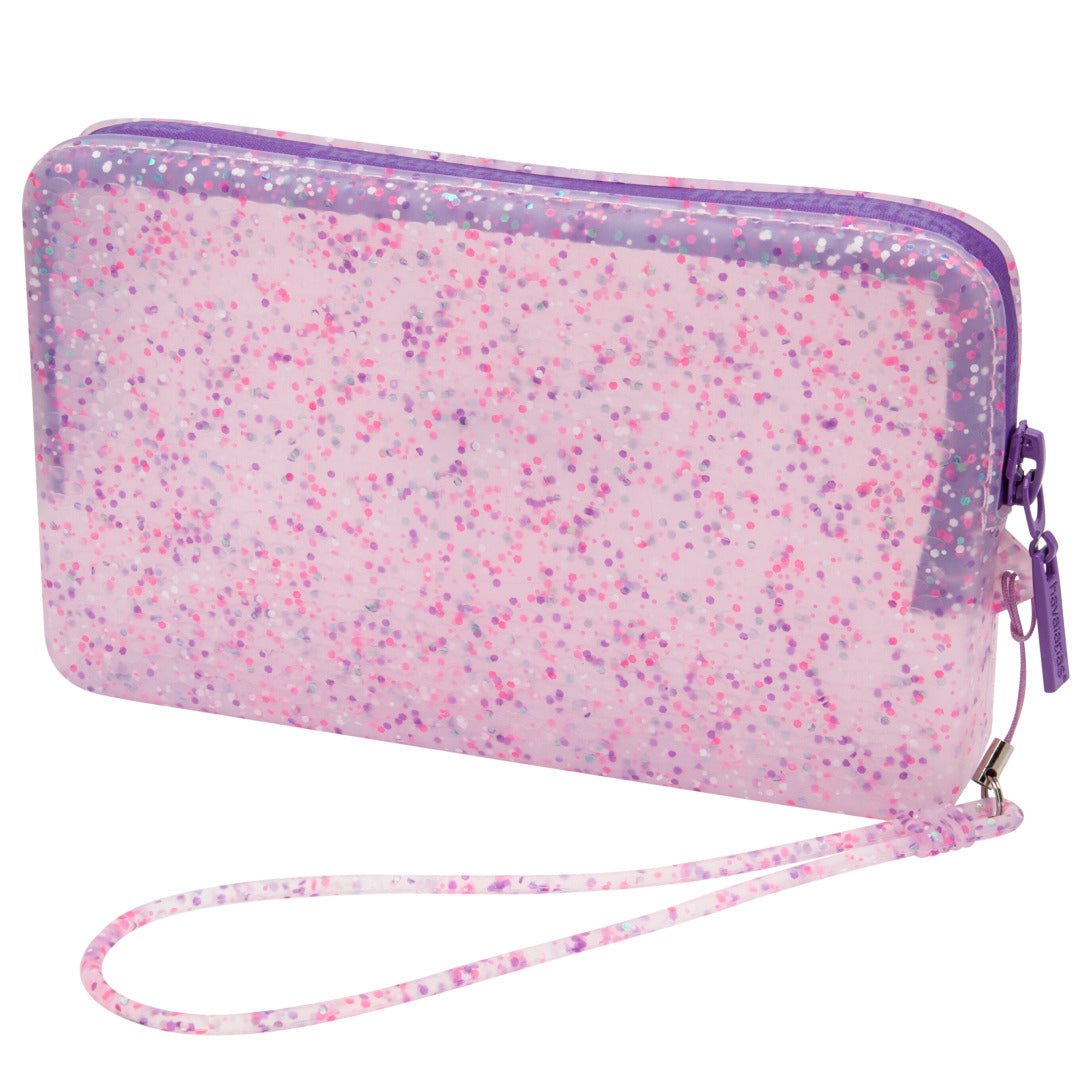 Mini Bag Super Glitter Roxo Transparente: Brilho e Estilo para Carregar